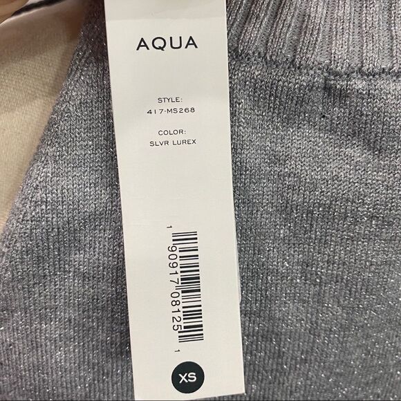 AQUA Silver Lurex Cold Shoulder Sweater NWT - Picture 4 of 5